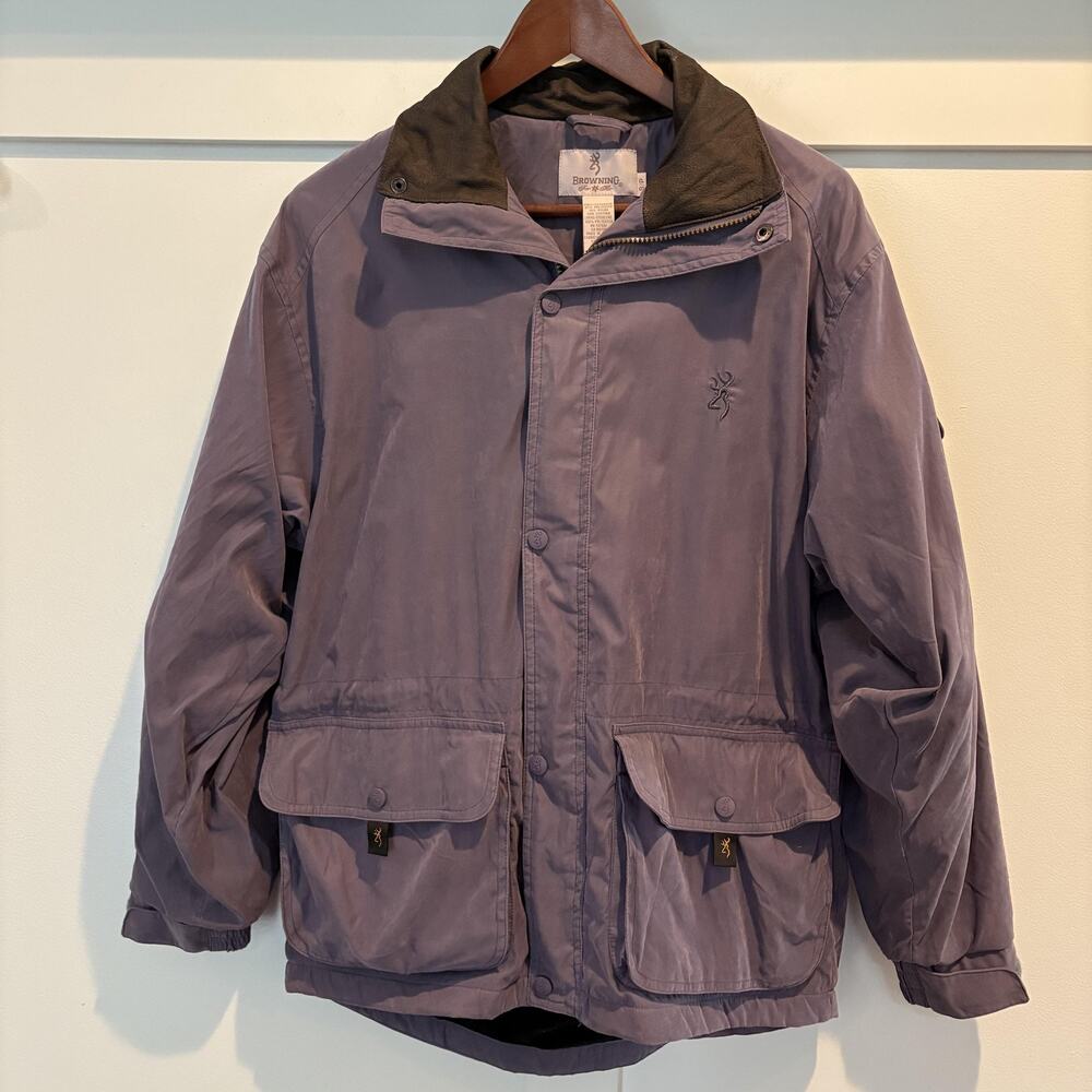Browning Jacket Womens Small Purple For Her Fleece Lined Leather‎ Collar Hunting